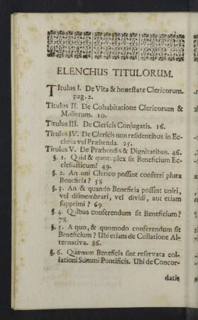 Elenchus titulorum.