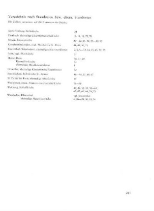 Verzeichnis nach Standorten bzw. ehem. Standorten