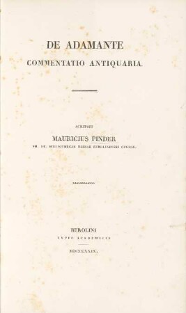 De adamante commentatio antiquaria