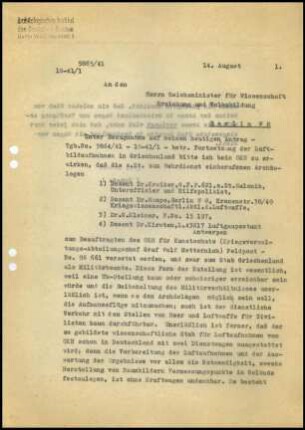 Brief; Martin Schede an Bernhard Rust