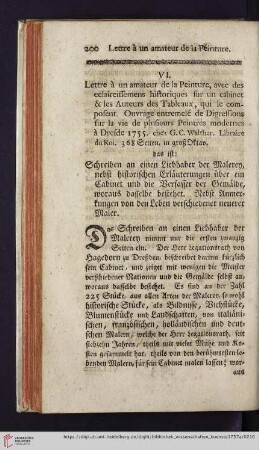 2: [Rezension von: Lettre á un amateur de la Peinture. Dresde, 1755]