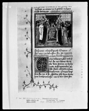 Chronique de France — Bischöfe vor einem König, Folio 209verso