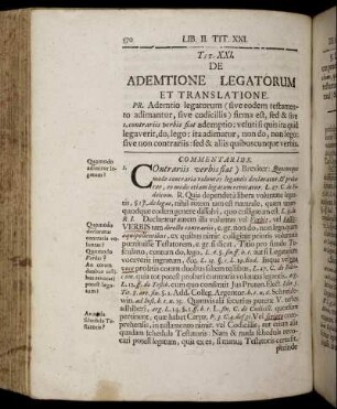 Tit. XXI. De Ademtione Legatorum et Translatione. - Tit. XXV. De Codicillis.