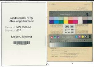 Entnazifizierung Johanna Meigen , geb. 08.05.1888 (Postassistentin)
