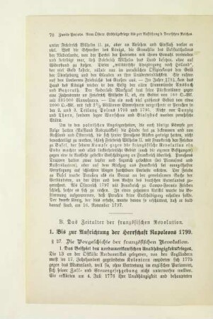 B. Das Zeitalter der französischen Revolution