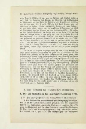 B. Das Zeitalter der französischen Revolution