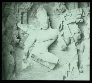Elephanta, Indien. Shiva-Tempel der Felsenhöhlen. Relief mit einer Darstellung Sivas als Nataraja