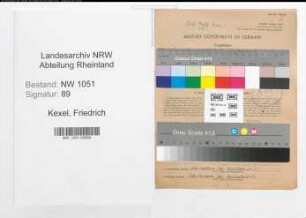 Entnazifizierung Friedrich Kexel , geb. 12.05.1897 (Buchhalter)