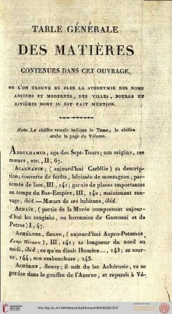 Table générale des matières contenues dans cet ouvrage