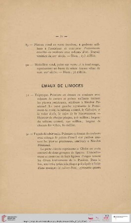 Émaux de Limoges (Nr. 91 - 107)