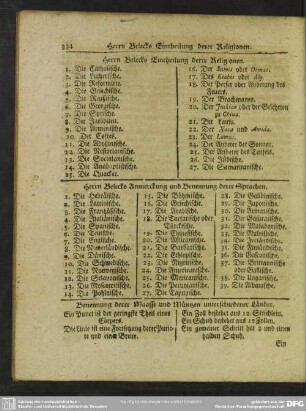 Herrn Belecks Eintheilung derer Religionen