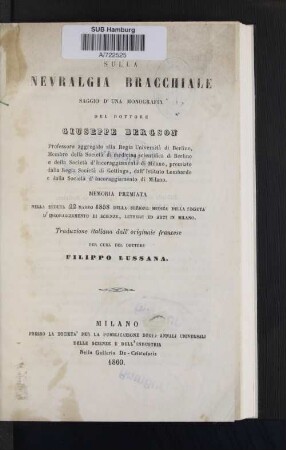 Sulla nevralgia bracchiale saggio d'una monografia