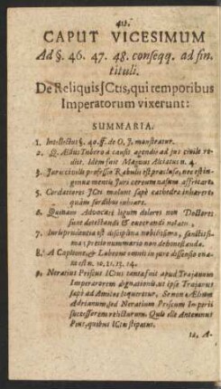 Caput Vicesimum Ad §. 46. 47. 48. conseqq. ad fin. tituli. De Reliquis ICtis, qui temporibus Imperatorum vixerunt