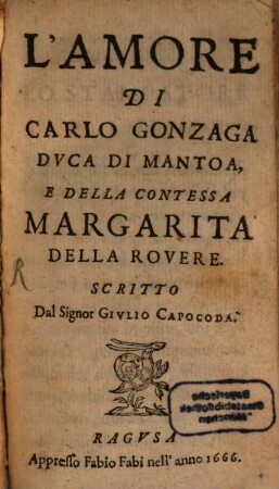 L' Amore di Carlo Gonzaga duca di Mantua