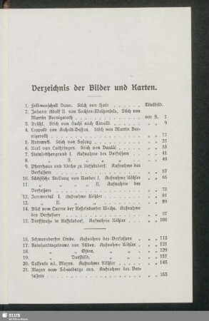 Verzeichnis der Bilder und Karten