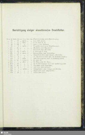 Berichtigung einiger sinnstörenden Druckfehler