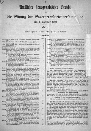 No. 1, 4. Januar 1912