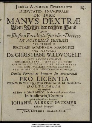 Disputatio Inauguralis De Iure Manus Dextrae