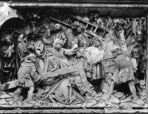 Relief "Kreuztragung" : Relief "Kreuztragung". Stein (1510-1515?; M. Tichter?). Vordernberg, Filialkirche Sankt Laurentius