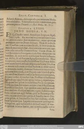 Epistola LXXIII. Iano Dousae, V. N.