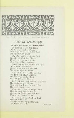 F. Auf der Wanderschaft
