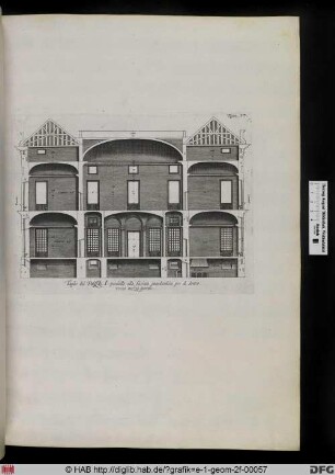 Taglio del Palazzo. I. paralello alla facciata guardandola per di dentro. verso mezzo giorno.