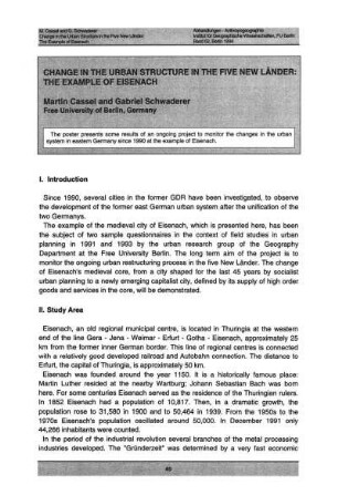 Change in the urban structure in the Five New Länder: the example of Eisenach