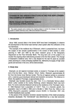 Change in the urban structure in the Five New Länder: the example of Eisenach
