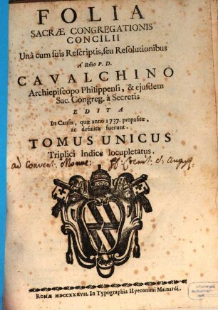 Folia Sacrae Congregationis Concilii, 1737
