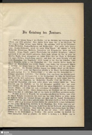 Die Gründung des Seminars