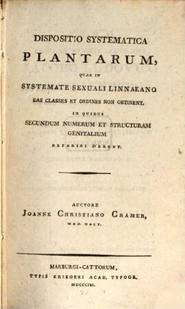 Dispositio systematica plantarum