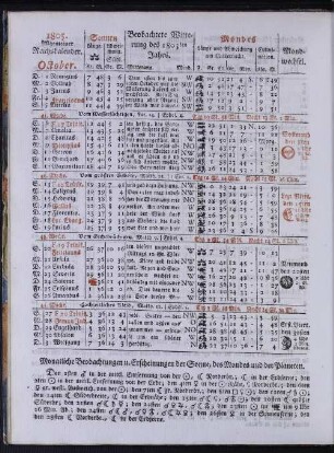 1805. Allgemeiner Reichskalender. October.