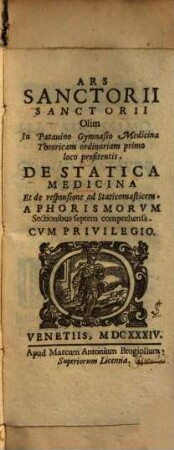Ars de statica medicina et de responsione ad Staticomasticem