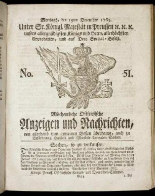 No. 51. Montags, den 19ten December 1763.