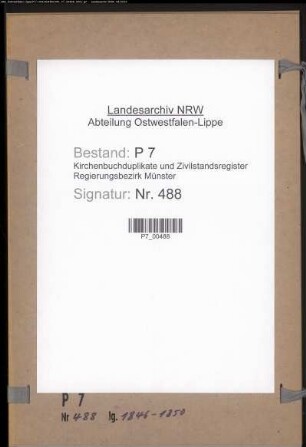Kirchenbuchduplikat der evangelischen Militärgemeinde Borken (GHT 1846, GHT 1850). (Gemeinde: Borken, evangelische Gemeinde)