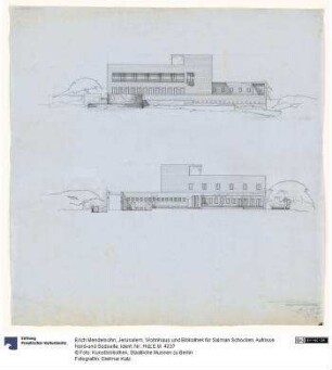 Jerusalem, Wohnhaus und Bibliothek für Salman Schocken, Aufrisse Nord-und Südseite