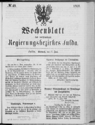 No. 49., Ausgabe vom 17. Juni 1868