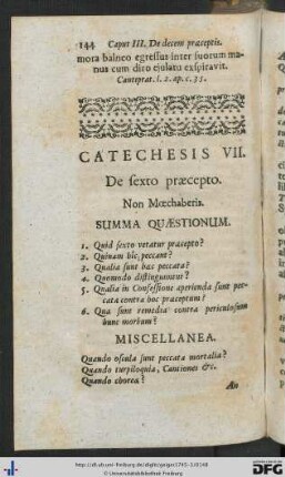 Catechesis VII. De sexto praecepto.