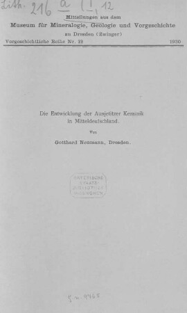 Die Entwicklung der Aunjetitzer Keramik in Mitteldeutschland