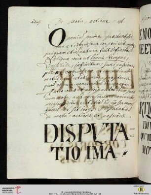 Disputatio 1ma De motu, actione et passione
