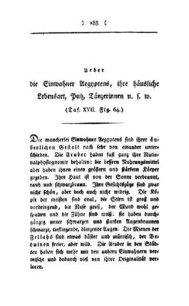 Ueber die Einwohner Aegyptens, ihre häusliche Lebensart, Putz, Tänzerinnen u. s. w. : (Taf. XVII, Fig. 64)