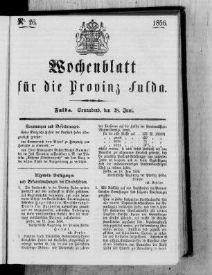 Nr. 26, Ausgabe vom 28. Juni 1856
