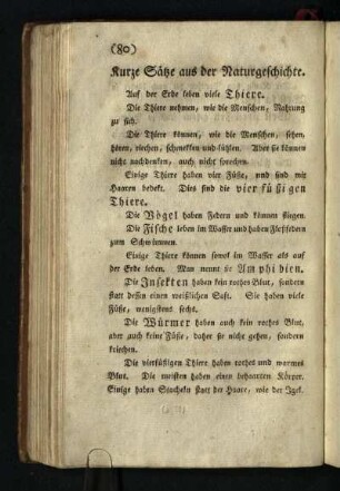 Kurze Sätze aus der Naturgeschichte