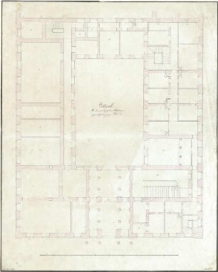 Mühe, Anton; München; Leuchtenberg-Palais - Grundriss Zwischengeschoss