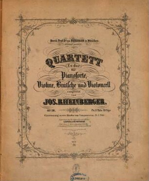 Quartett (Es-Dur) : für Pianoforte, Violine, Bratsche u. Violoncell ; op. 38