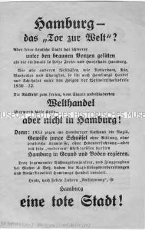 Britisches Abwurf-Flugblatt zur Lage Hamburgs nach der Seeblockade