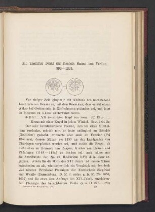 Ein unedirter Denar des Bischofs Haimo von Verdun, 990—1024