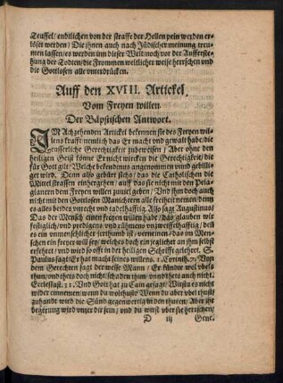 Auff den XVIII. Artickel.