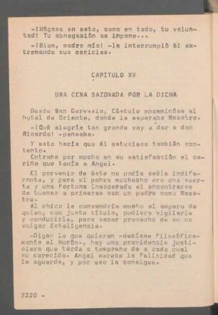 Capítulo XV - Una cena sazonada por la dicha