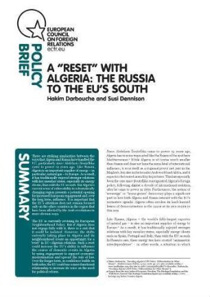 A 'reset' with Algeria : the Russia to the EU's south